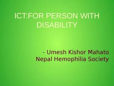 ICT:FOR PERSON WITH DISABILITY