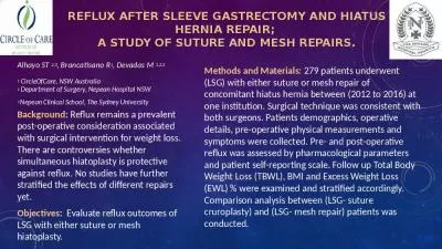 Reflux after Sleeve Gastrectomy and Hiatus Hernia Repair;