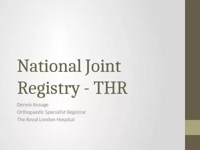 National Joint Registry - THR