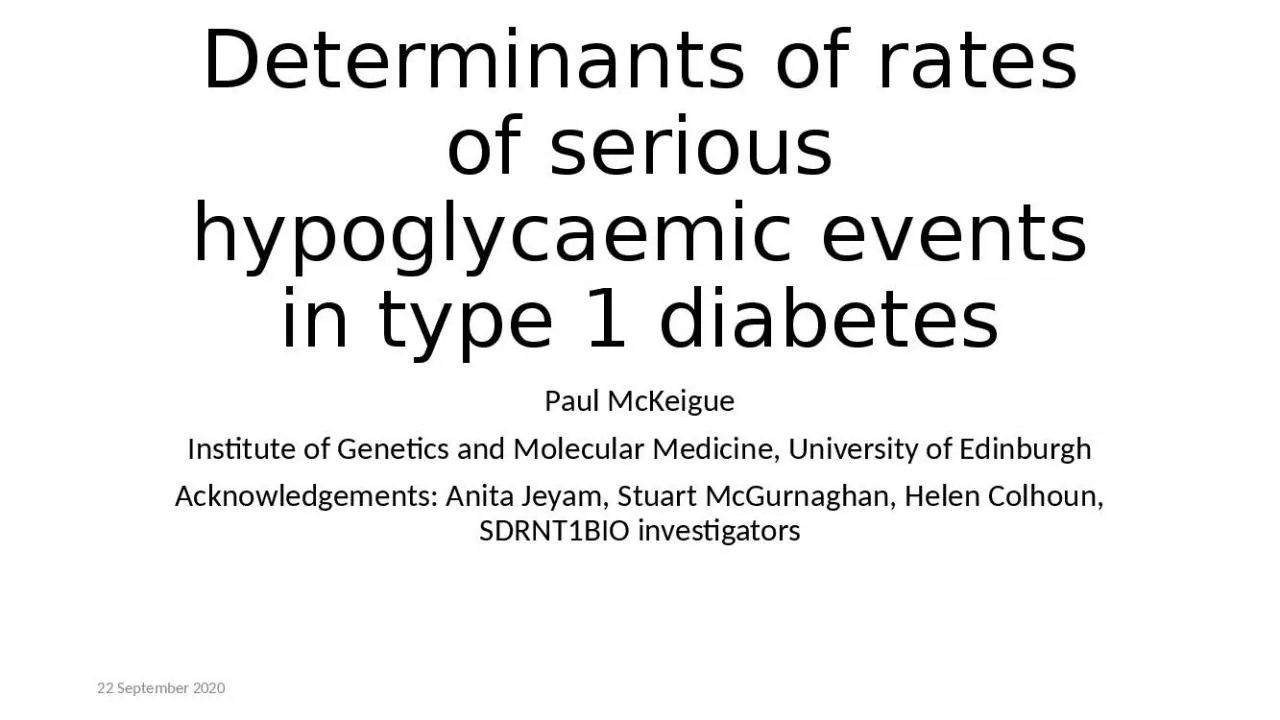 PPT-Determinants of rates of serious hypoglycaemic events in type 1 diabetes