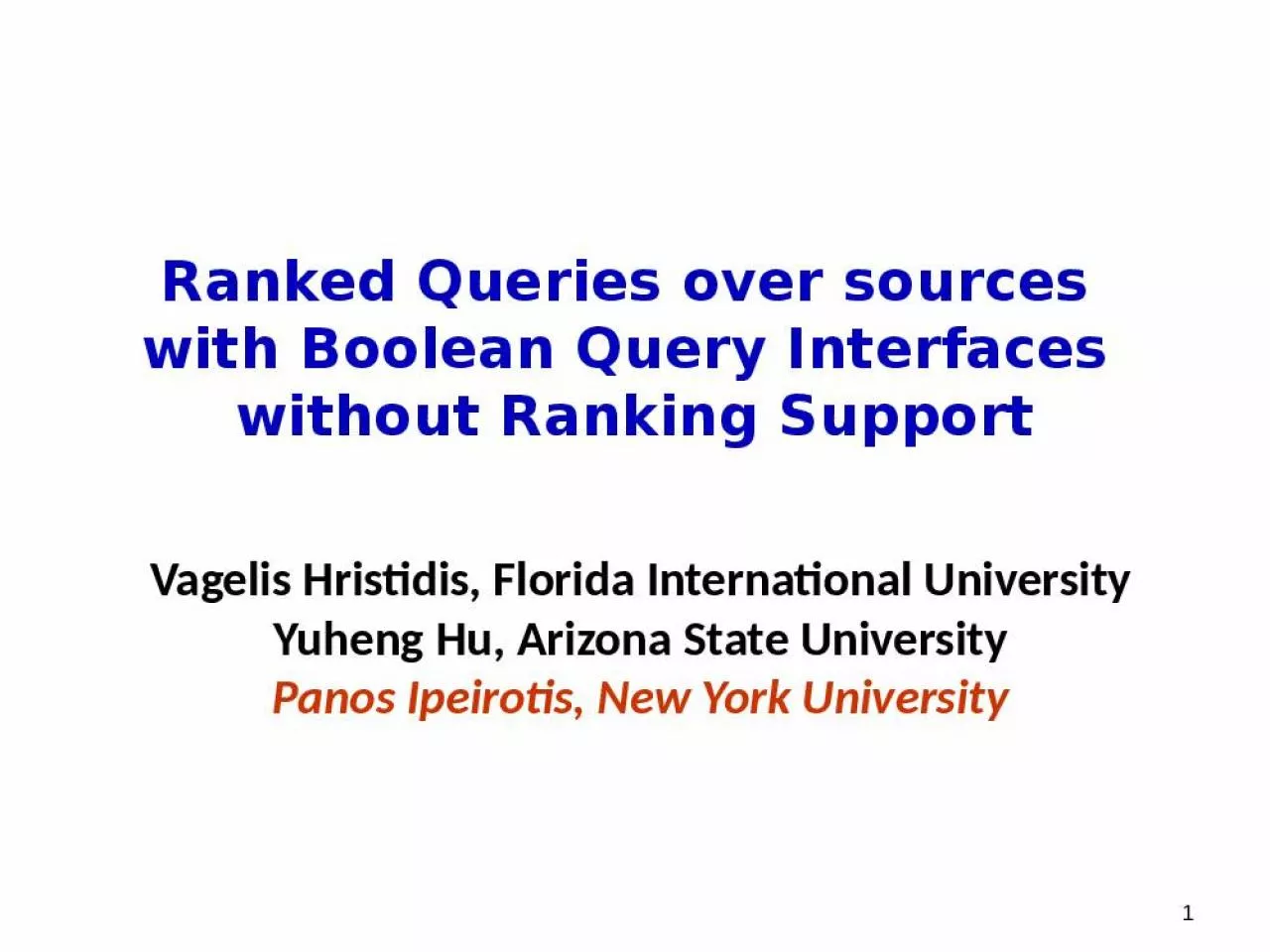 PPT-1 Ranked Queries over sources