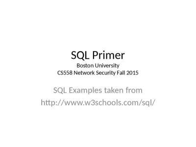 SQL Primer Boston University