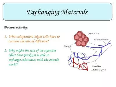 Exchanging Materials Do now activity: