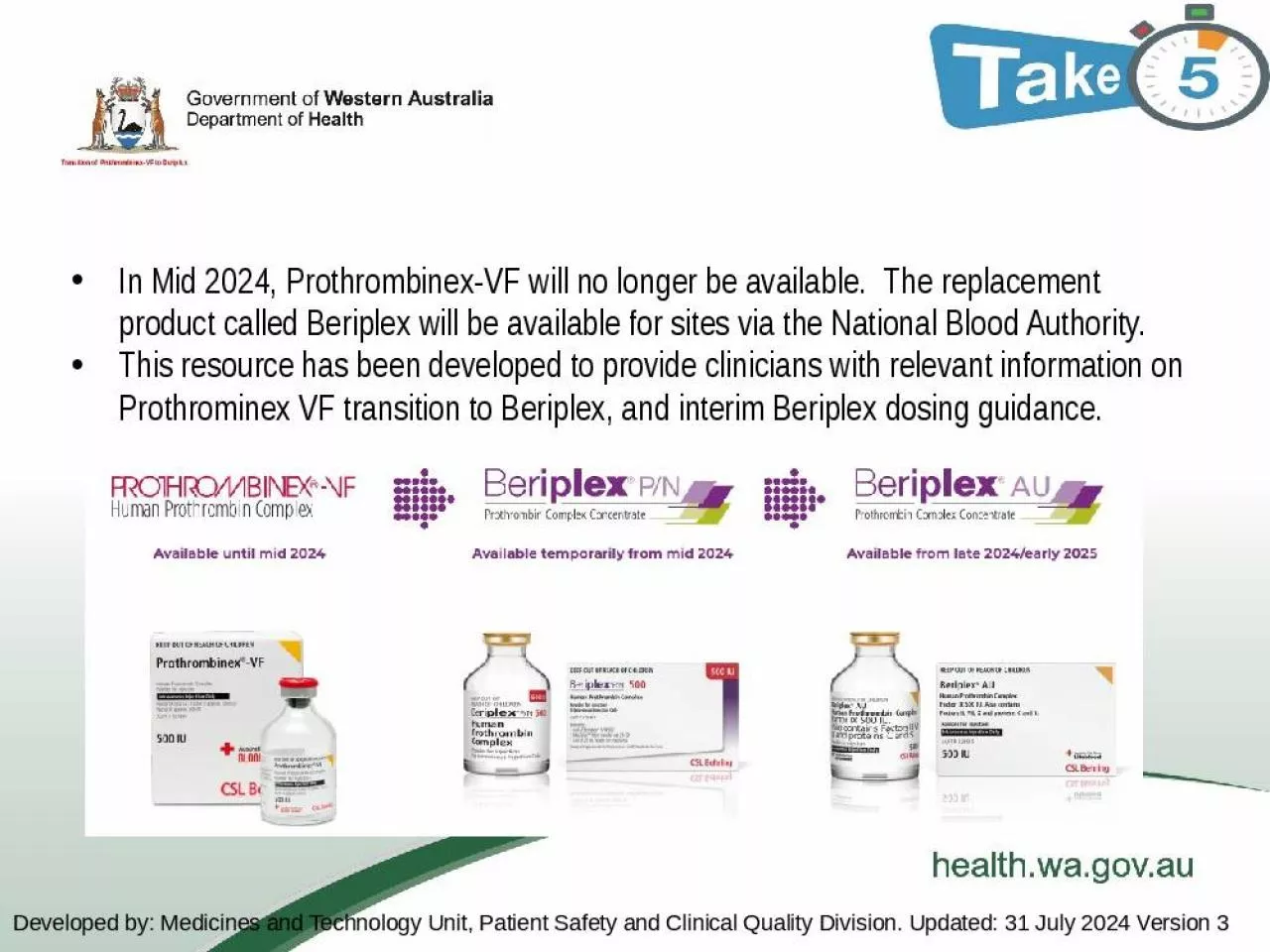 PPT-Transition of Prothrombinex