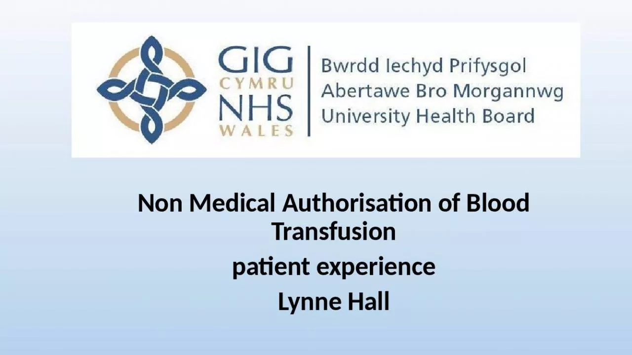 PPT-Non Medical Authorisation of Blood Transfusion