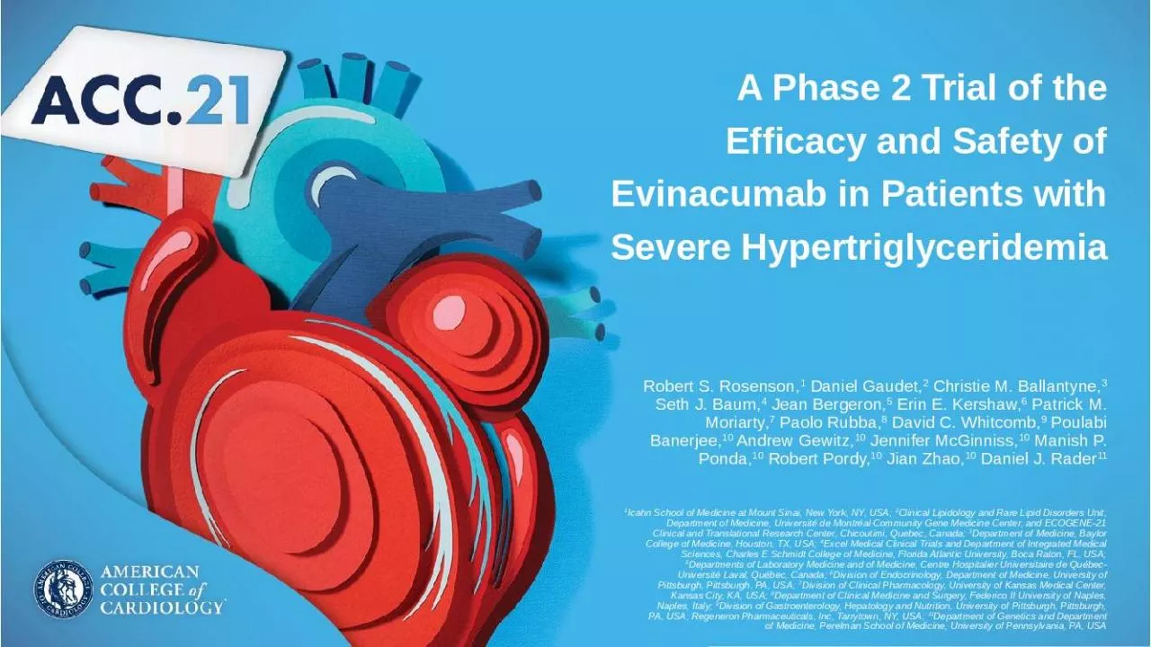 PPT-A Phase 2 Trial of the Efficacy and Safety of Evinacumab in Patients with Severe Hypertriglyceridem