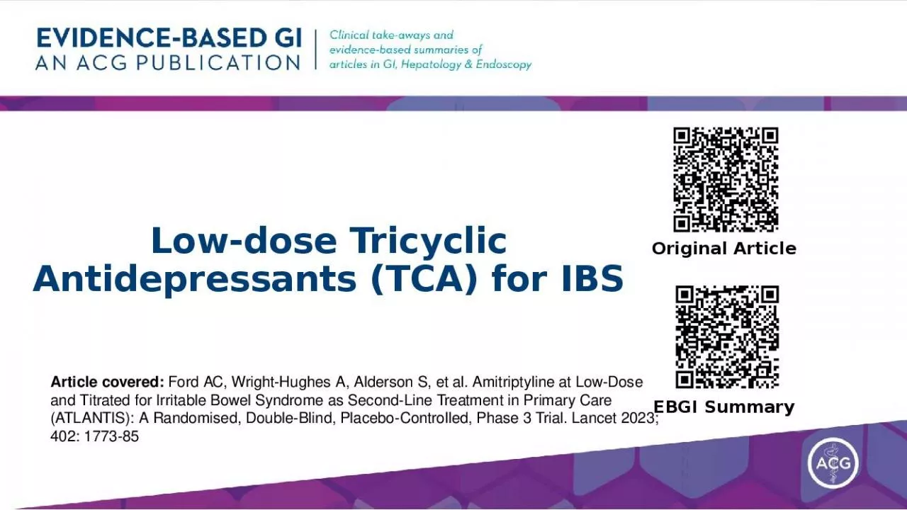 PPT-Low-dose Tricyclic Antidepressants (TCA) for IBS