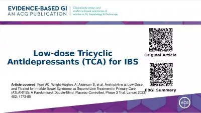 Low-dose Tricyclic Antidepressants (TCA) for IBS