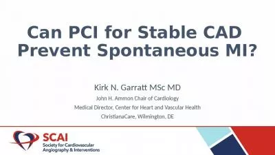 Can PCI for Stable CAD  Prevent