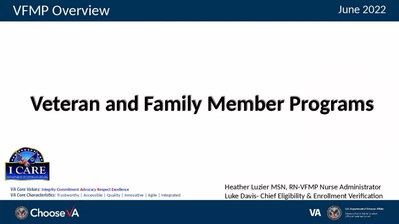 PPT-VFMP Overview June 2022 Veteran and Family Member Programs