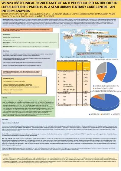 WCN23-0887CLINICAL SIGNIFICANCE OF ANTI PHOSPHOLIPID ANTIBODIES IN LUPUS NEPHRITIS PATIENTS IN A SE