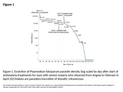 Figure 1 Figure 1. Evolution of Plasmodium falciparum parasite density (log scale) by day after sta