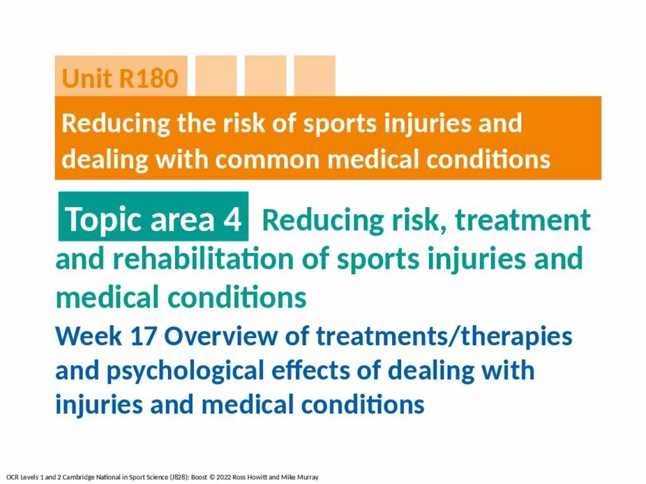 PPT-Reducing risk, treatment and rehabilitation of sports injuries and medical conditions