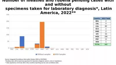 Number of measles and rubella pending cases with and without