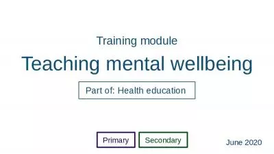 Training module Teaching mental wellbeing