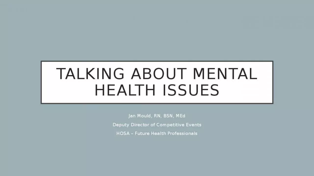 PPT-Talking About Mental Health Issues