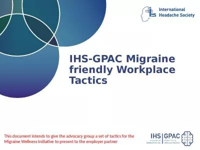 IHS-GPAC  Migraine friendly Workplace Tactics