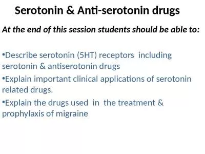 Serotonin & Anti-serotonin drugs