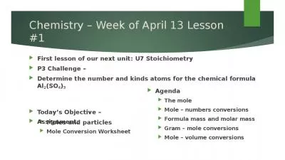 Chemistry – Week of April 13 Lesson #1