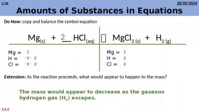 Amounts of Substances in Equations