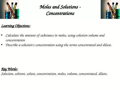 Moles and Solutions - Concentrations