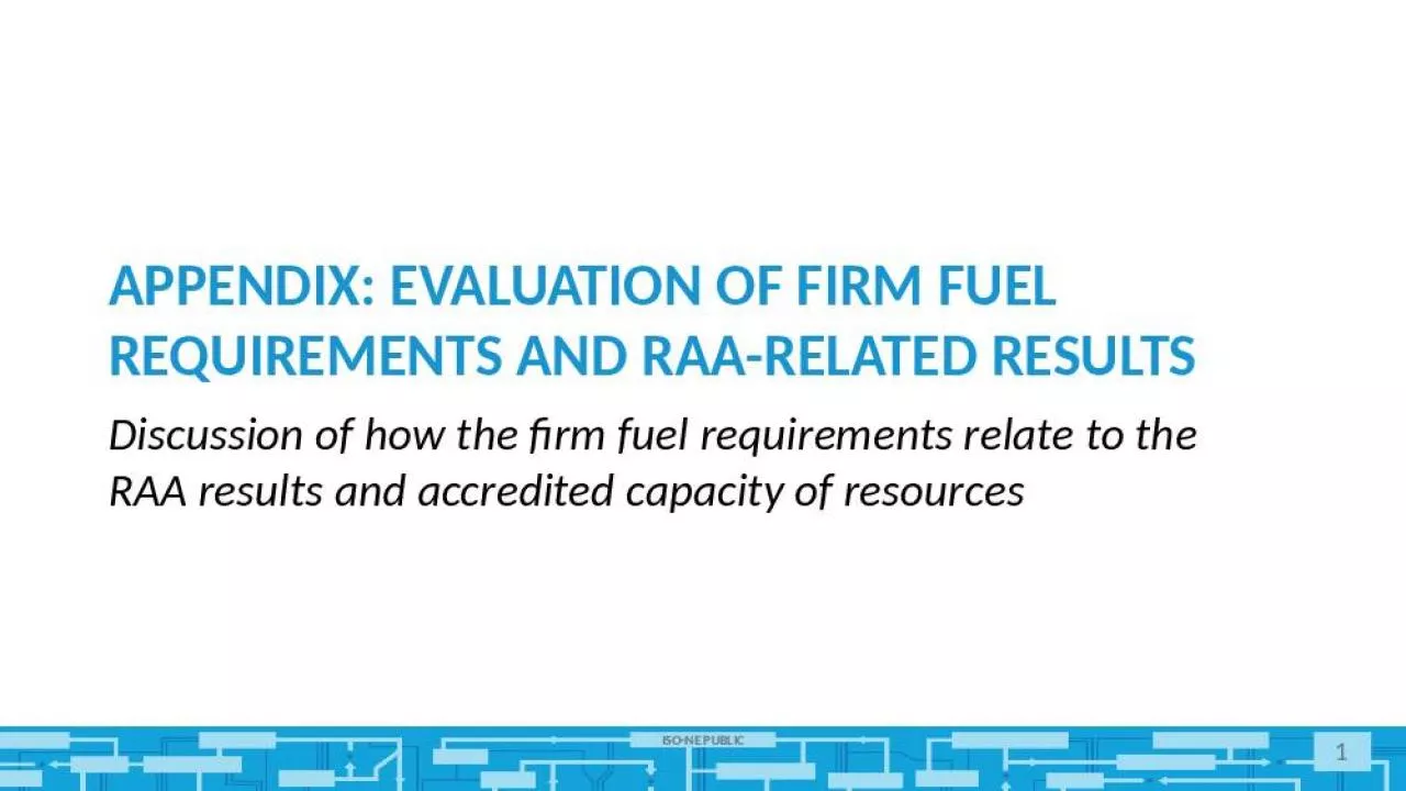 PPT-Appendix: Evaluation of Firm Fuel Requirements and RAA-related Results