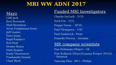 MRI  WW ADNI 2017 Mayo