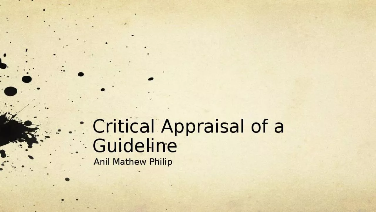 PPT-Critical Appraisal of a Guideline