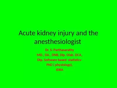 Acute kidney injury and the anesthesiologist