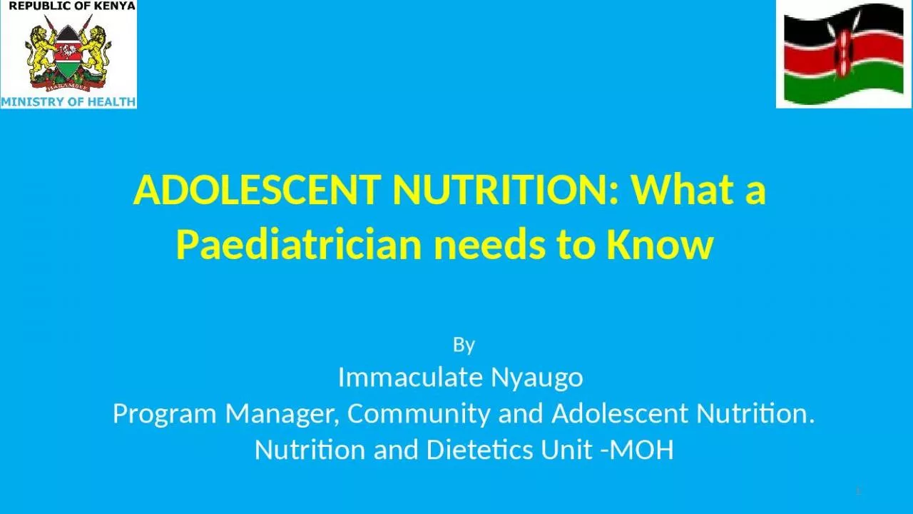 PPT-ADOLESCENT NUTRITION: What a Paediatrician needs to Know