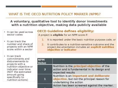 What is the OECD Nutrition Policy Marker (NPM)?