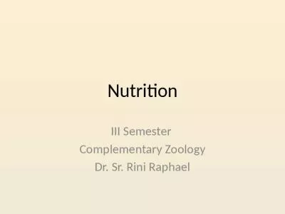 Nutrition III Semester  Complementary Zoology