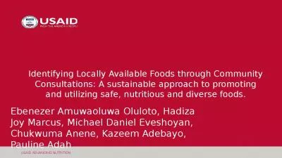 Identifying Locally Available Foods through Community Consultations: A sustainable approach