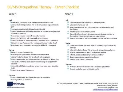 BS/MS Occupational Therapy – Career Checklist