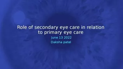 Role of secondary eye care in relation