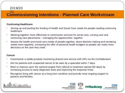 Commissioning Intentions - Planned Care Workstream