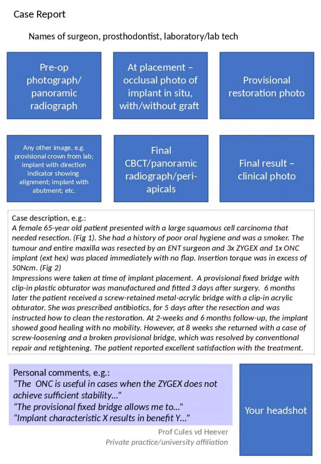 PPT-Case Report Names of surgeon, prosthodontist, laboratory/lab tech