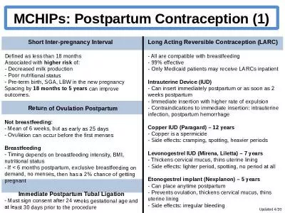 MCHIPs: Postpartum Contraception (1)