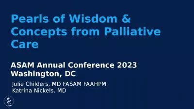 Pearls of Wisdom & Concepts from Palliative Care