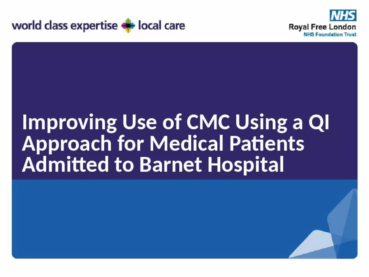 PPT-Improving Use of CMC Using a QI Approach for Medical Patients