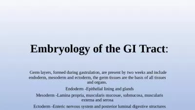 Embryology of the GI Tract