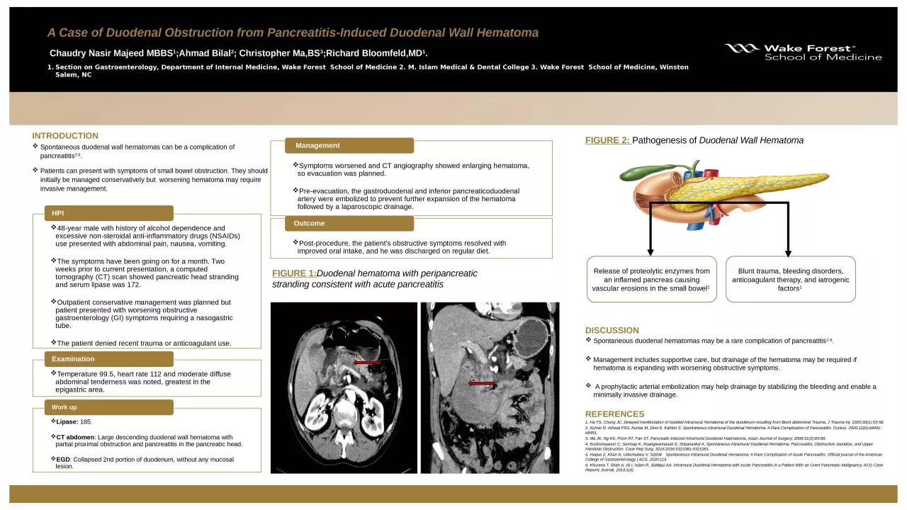 PPT-INTRODUCTION Spontaneous duodenal wall hematomas can be a complication of pancreatitis