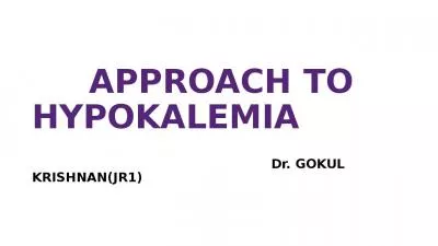 APPROACH TO HYPOKALEMIA