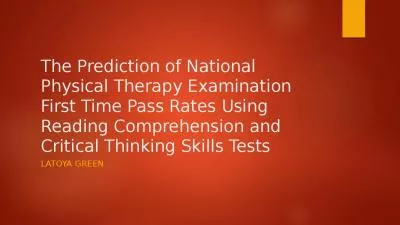 The Prediction of National Physical Therapy Examination First Time Pass Rates Using Reading Compreh