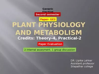 Plant Physiology and Metabolism