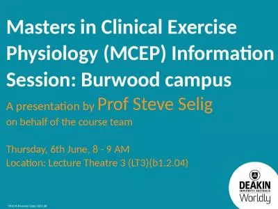 Masters in Clinical Exercise Physiology (MCEP) Information