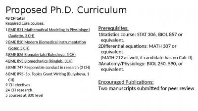 Proposed Ph.D. Curriculum