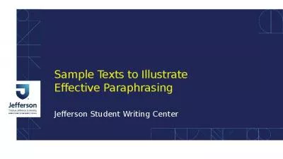 Sample  Texts to Illustrate Effective Paraphrasing