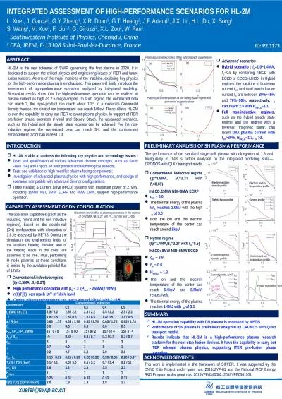 HL-2M is the new tokamak of SWIP, generating the first plasma in 2020. It is dedicated to support t