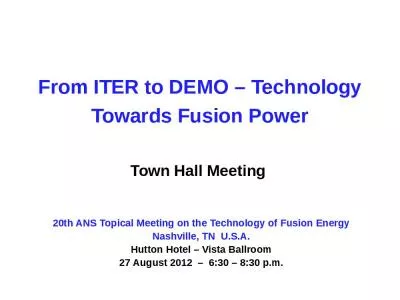 From ITER to DEMO – Technology Towards Fusion Power